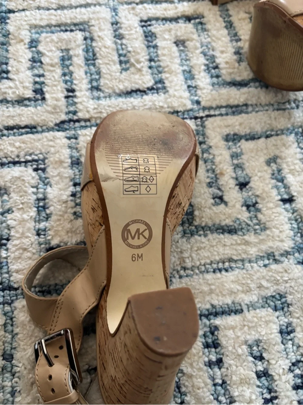 Michael Kord Neutral Beige Platform Sandals with Ankle Strap